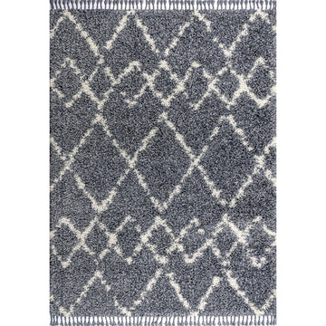 Mercer Shag Plush Tassel Moroccan Tribal Geometric Trellis Area Rug